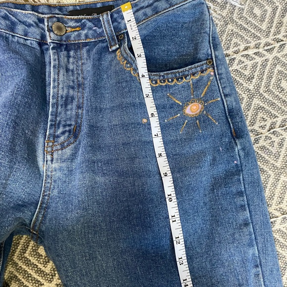 Hand painted cropped boyfriend jeans - Picture 7 of 16